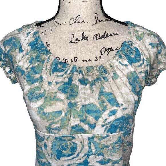 Axcess floral blue & off white blouse small - Picture 4 of 6